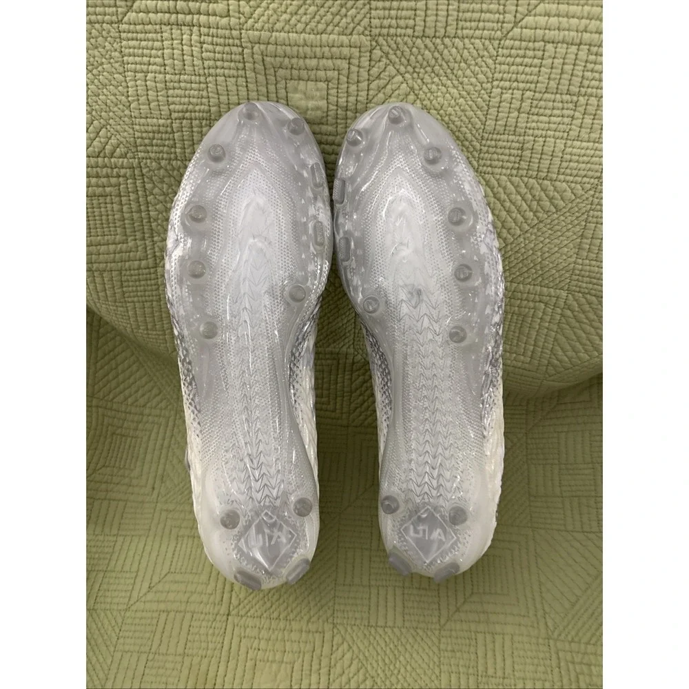 Under Armour UA Clone Football Cleats White Silver Men's Size 13 3024097-046